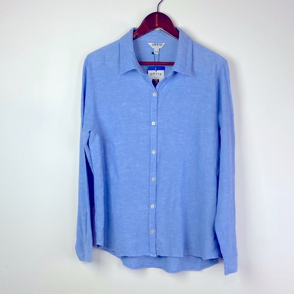 Orvis Women’s Blue Button Front Casual Shirt - Picture 3 of 7